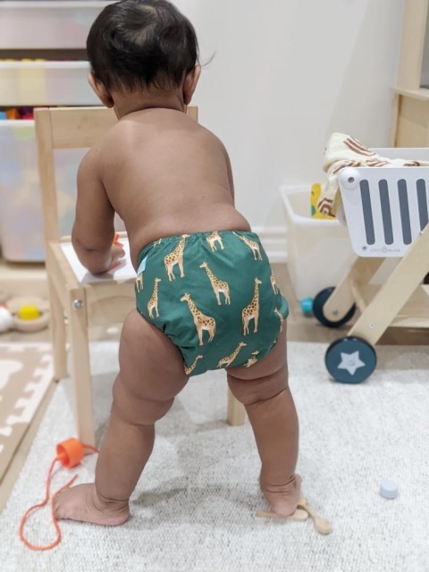 ALVABABY One Size Positioning Printed Cloth Diaper -Giraffe(YDP07A)