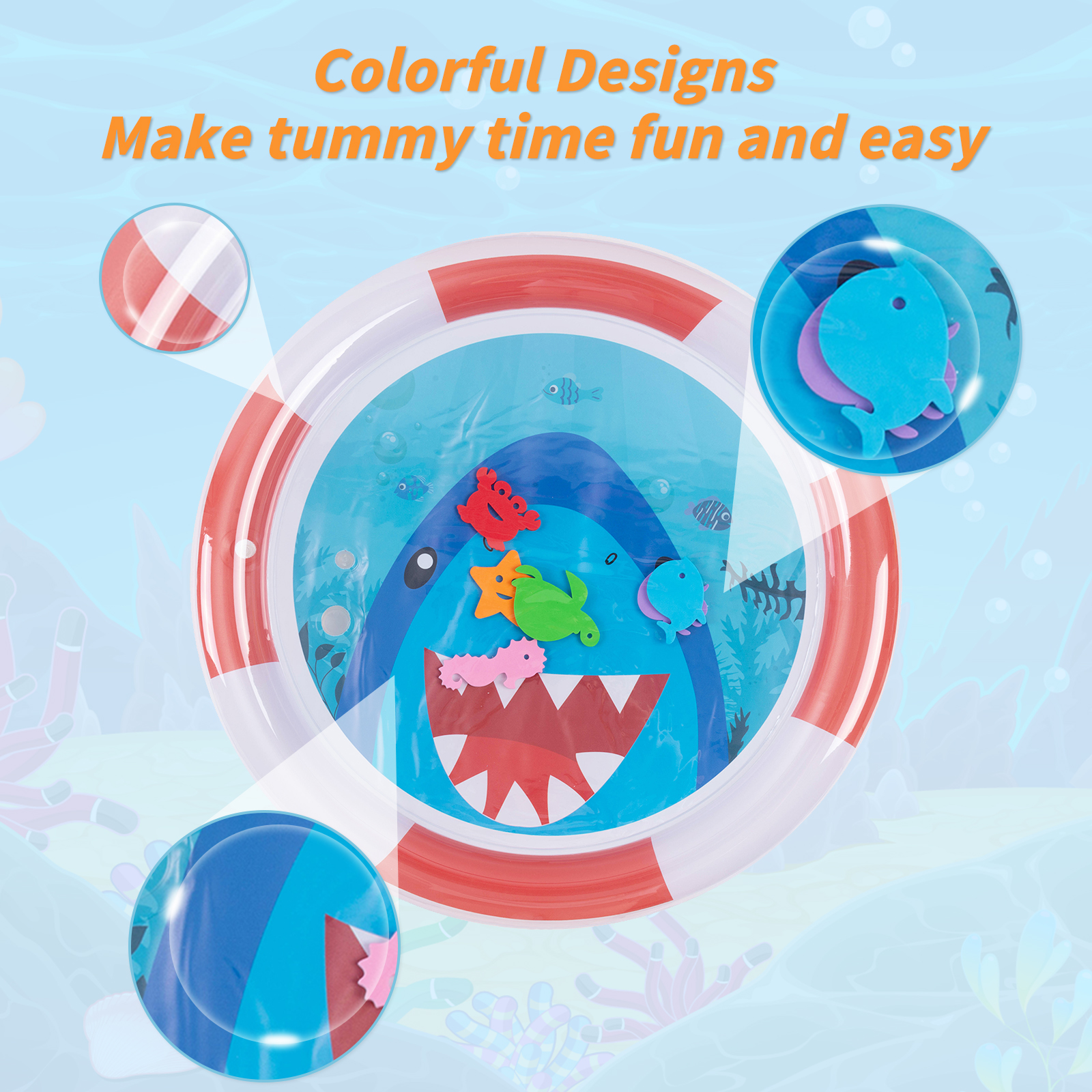 Tummy Time Baby Water Mat/ Inflatable Baby Water Play Mat for Infants and Toddlers Baby Toys-WPY06