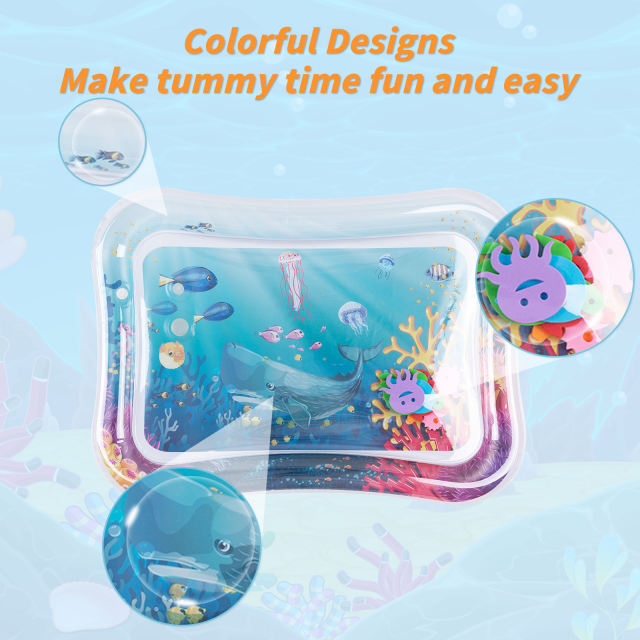 Tummy Time Baby Water Mat/ Inflatable Baby Water Play Mat for Infants and Toddlers Baby Toys-WPF08
