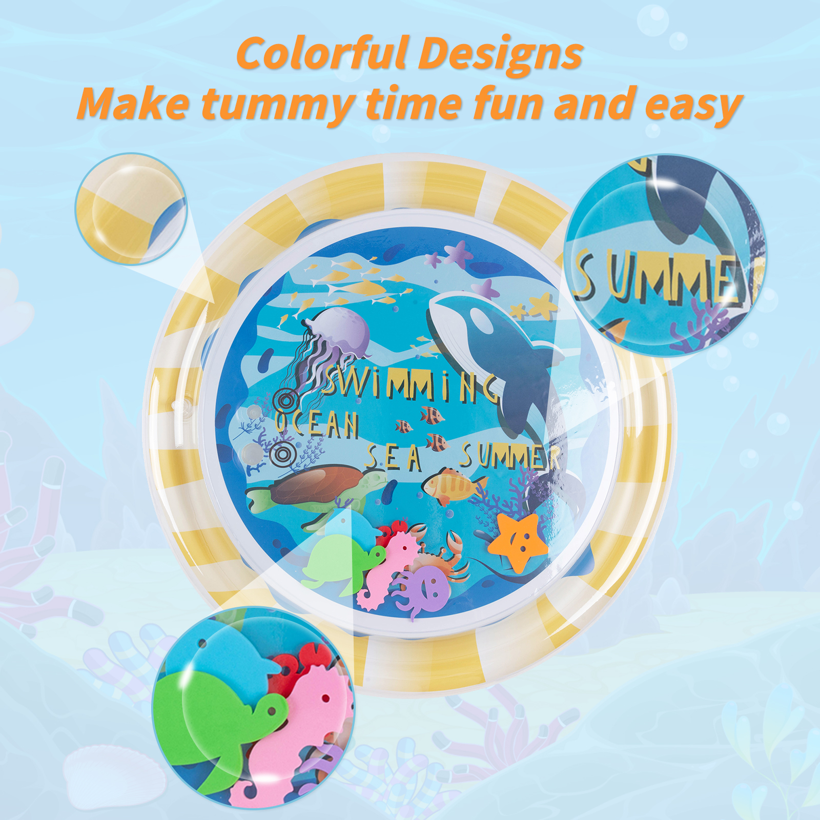 Tummy Time Baby Water Mat/ Inflatable Baby Water Play Mat for Infants and Toddlers Baby Toys-WPY13