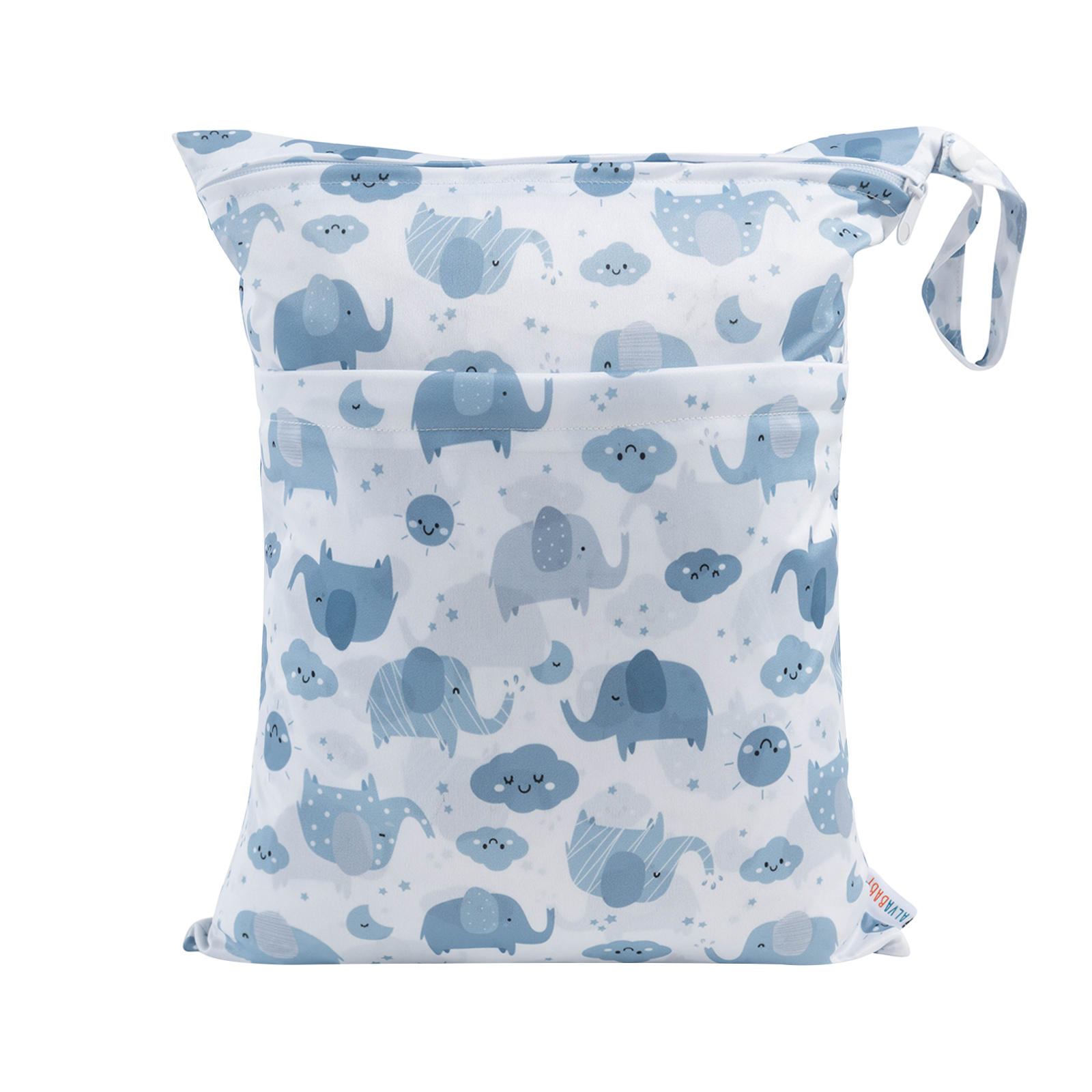 ALVABABY Diaper Wet/Dry Bag Waterproof Reusable with Two Zippered Pockets for Cloth Diapers, Swimsuits, Travel, and Gym (L-H396A)