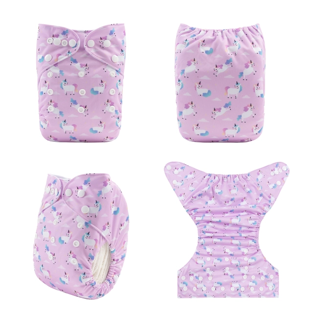 ALVABABY One Size Positioning Printed Cloth Diaper-Unicorn(YDP133A)