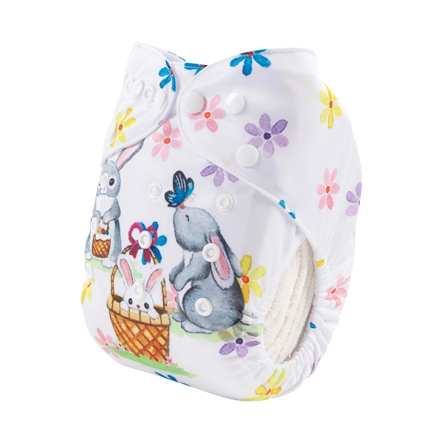 ALVABABY One Size Positioning Printed Cloth Diaper-Rabbits(YDP130A)