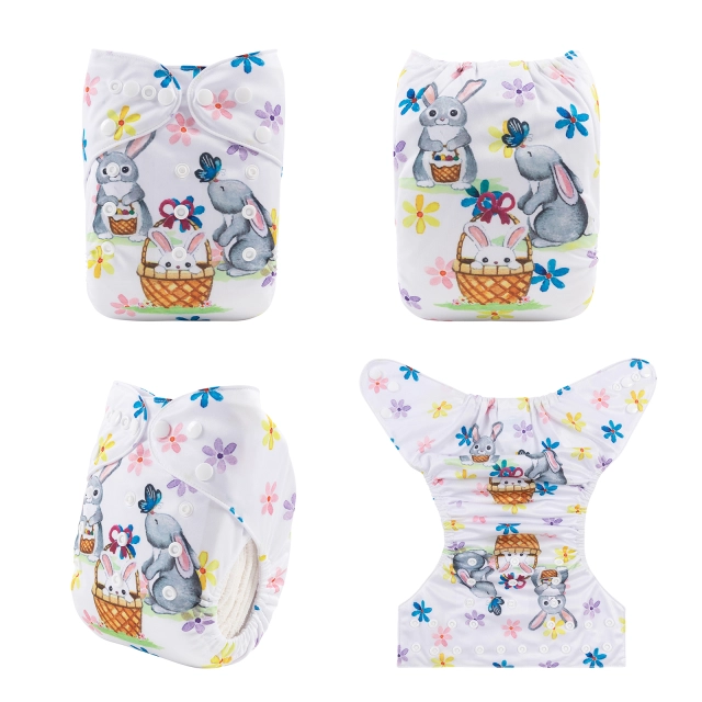 ALVABABY One Size Positioning Printed Cloth Diaper-Rabbits(YDP130A)
