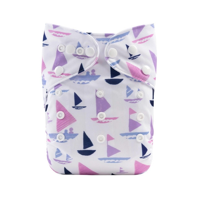 ALVABABY One Size Positioning Printed Cloth Diaper-Sailboat(YDP131A)