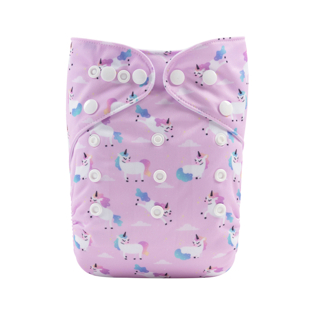 ALVABABY One Size Positioning Printed Cloth Diaper-Unicorn(YDP133A)