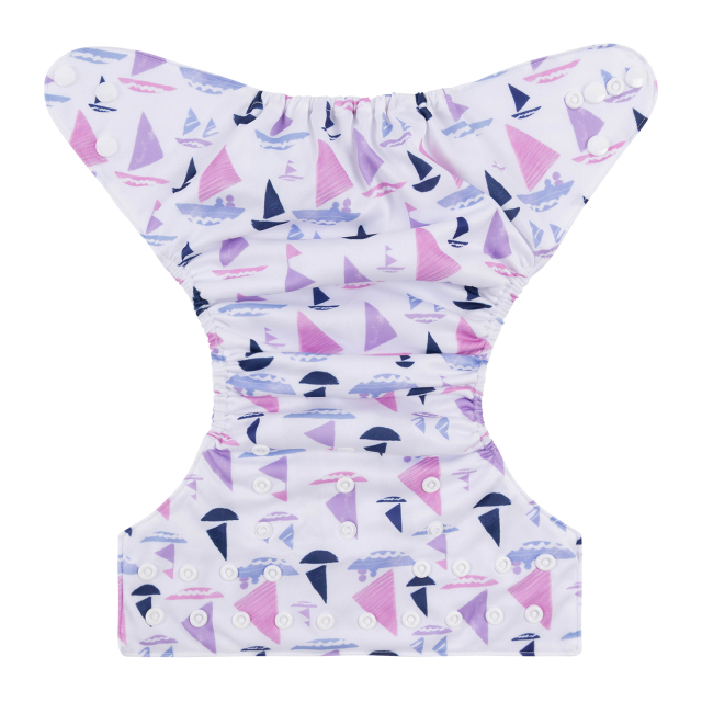 ALVABABY One Size Positioning Printed Cloth Diaper-Sailboat(YDP131A)