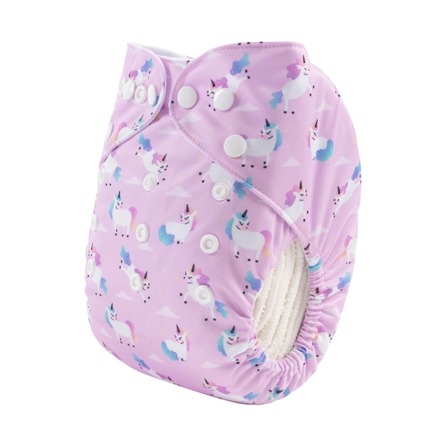 ALVABABY One Size Positioning Printed Cloth Diaper-Unicorn(YDP133A)