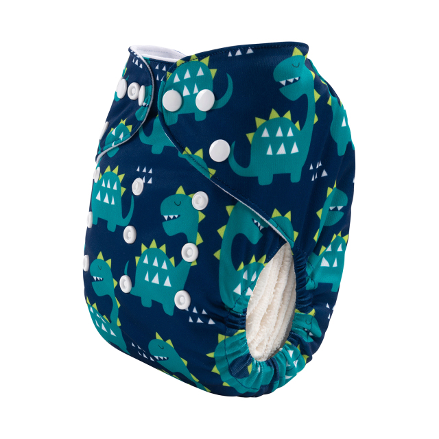 ALVABABY One Size Positioning Printed Cloth Diaper-Dinosaur(YDP134A)