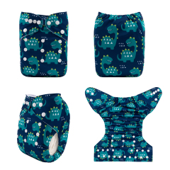 ALVABABY One Size Positioning Printed Cloth Diaper-Dinosaur(YDP134A)