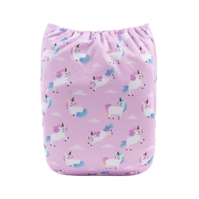 ALVABABY One Size Positioning Printed Cloth Diaper-Unicorn(YDP133A)