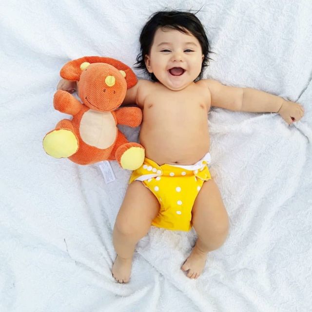 ALVABABY One Size Solid Color Pocket Cloth Diaper -Yellow(B12A)