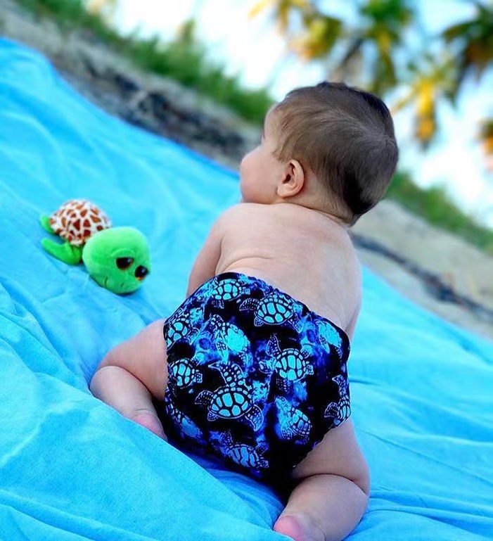 ALVABABY Print Cloth Diaper - One Size Adjustable Washable & Reusable Diaper for Babies and Toddlers  (Sea Turtle, H022A)