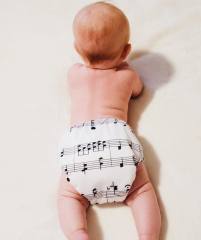 ALVABABY One Size Positioning Printed Cloth Diaper -Sheet music(YD26A)