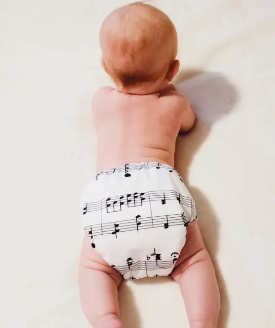 ALVABABY One Size Positioning Printed Cloth Diaper -Sheet music(YD26A)