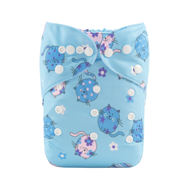 ALVABABY One Size Print Pocket Cloth Diaper- Cats (H402A)