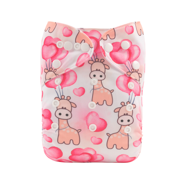 ALVABABY One Size Positioning Printed Cloth Diaper-deer(YDP135A)