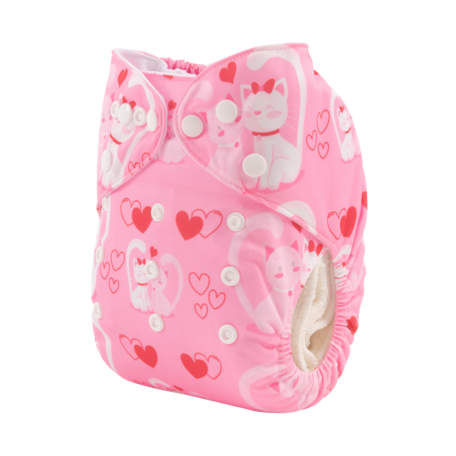 ALVABABY One Size Positioning Printed Cloth Diaper-Cats(YDP136A)