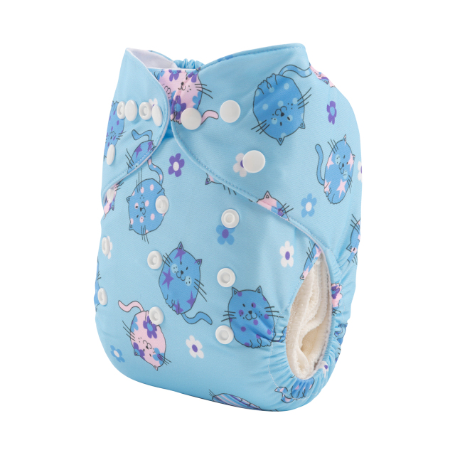 ALVABABY One Size Print Pocket Cloth Diaper- Cats (H402A)