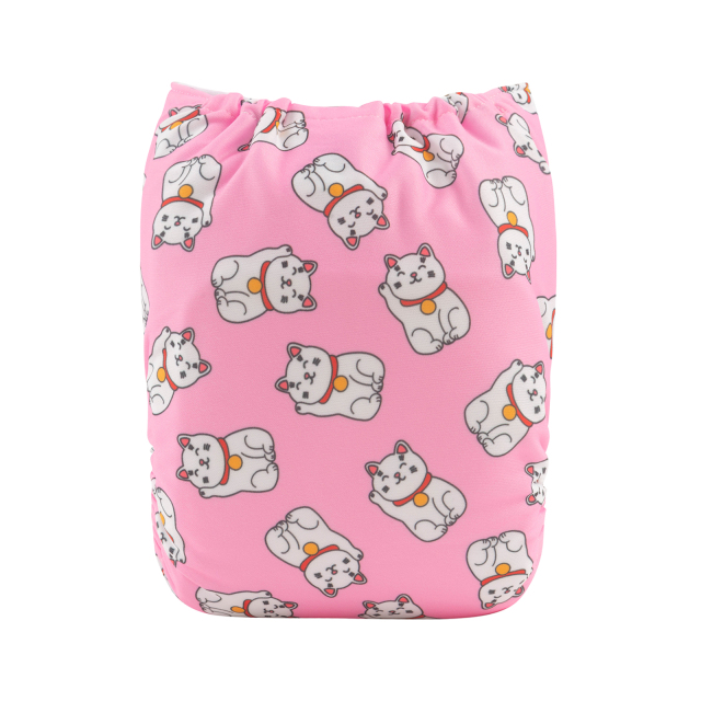 ALVABABY One Size Print Pocket Cloth Diaper- Cats (H403A)