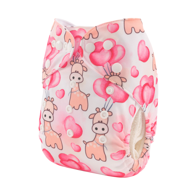 ALVABABY One Size Positioning Printed Cloth Diaper-deer(YDP135A)