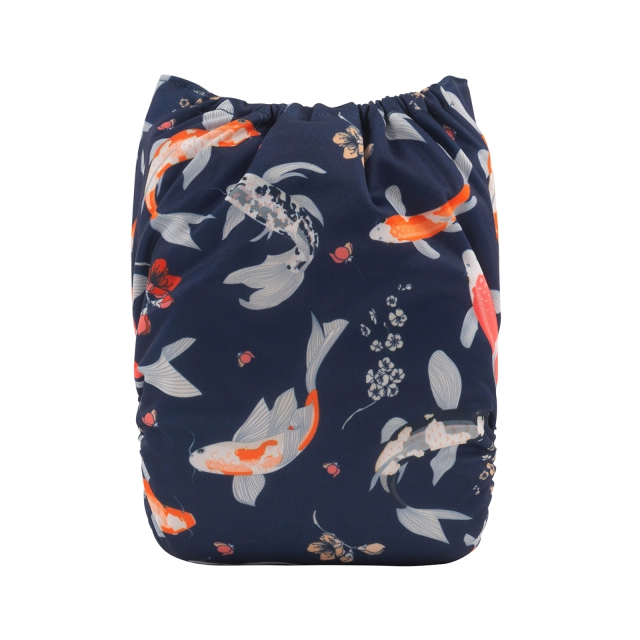 ALVABABY One Size Print Pocket Cloth Diaper- Fishes (H404A)