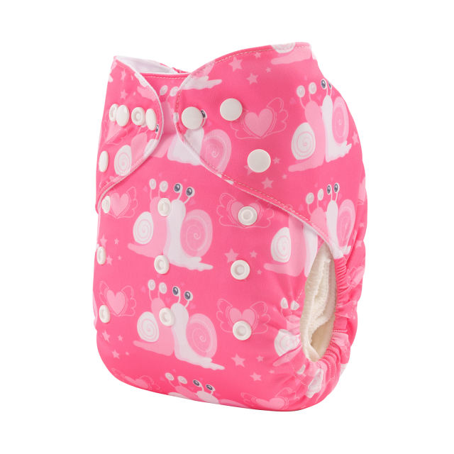 ALVABABY One Size Positioning Printed Cloth Diaper-Snails(YDP137A)
