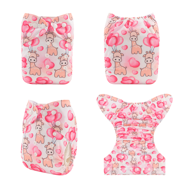 ALVABABY One Size Positioning Printed Cloth Diaper-deer(YDP135A)