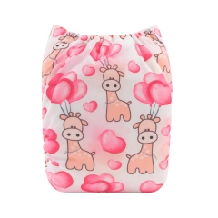 ALVABABY One Size Positioning Printed Cloth Diaper-deer(YDP135A)