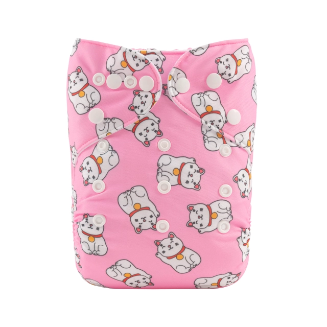 ALVABABY One Size Print Pocket Cloth Diaper- Cats (H403A)