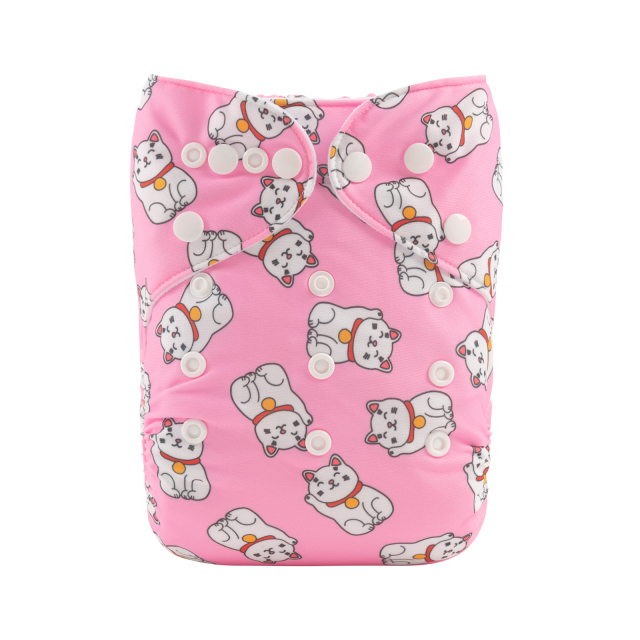 ALVABABY One Size Print Pocket Cloth Diaper- Cats (H403A)