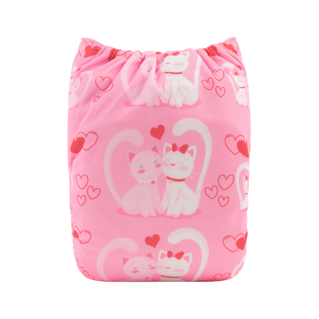 ALVABABY One Size Positioning Printed Cloth Diaper-Cats(YDP136A)