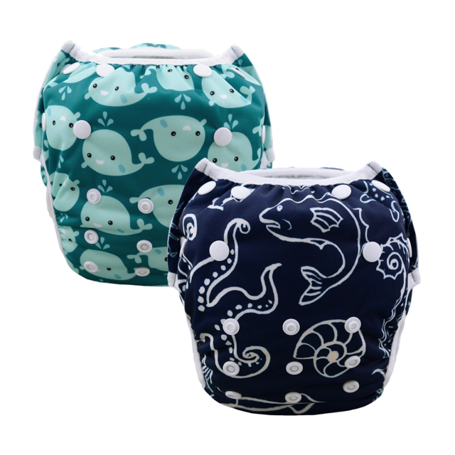 (All packs)ALVABABY 2PCS Printed Swim Diapers