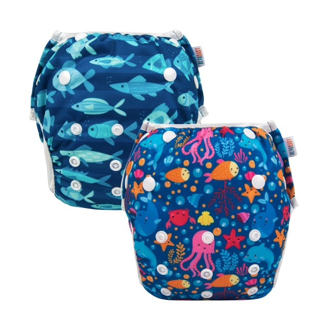 (All packs)ALVABABY 2PCS Printed Swim Diapers