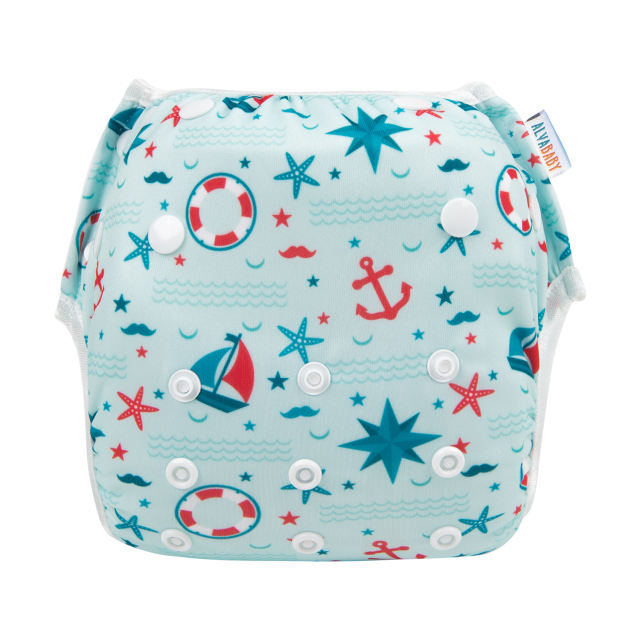 ALVABABY One Size Printed Swim Diaper -Boat and stars(YK58A)