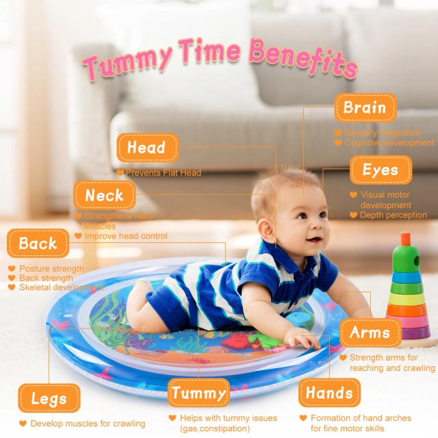 Tummy Time Baby Water Mat/ Inflatable Baby Water Play Mat for Infants and Toddlers Baby Toys-WPY15