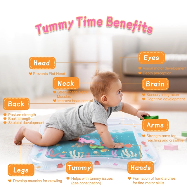 Tummy Time Baby Water Mat/ Inflatable Baby Water Play Mat for Infants and Toddlers Baby Toys-WPF08