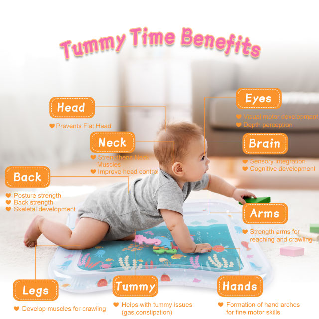 Tummy Time Baby Water Mat/ Inflatable Baby Water Play Mat for Infants and Toddlers Baby Toys-WPF05