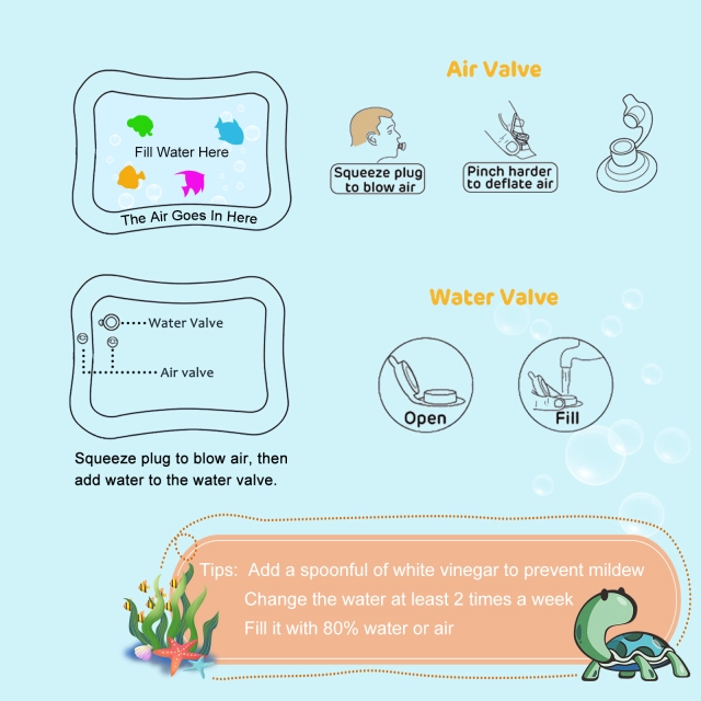 Tummy Time Baby Water Mat/ Inflatable Baby Water Play Mat for Infants and Toddlers Baby Toys-WPF15