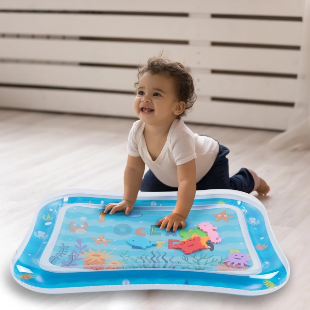 Tummy Time Baby Water Mat/ Inflatable Baby Water Play Mat for Infants and Toddlers Baby Toys-WPF06