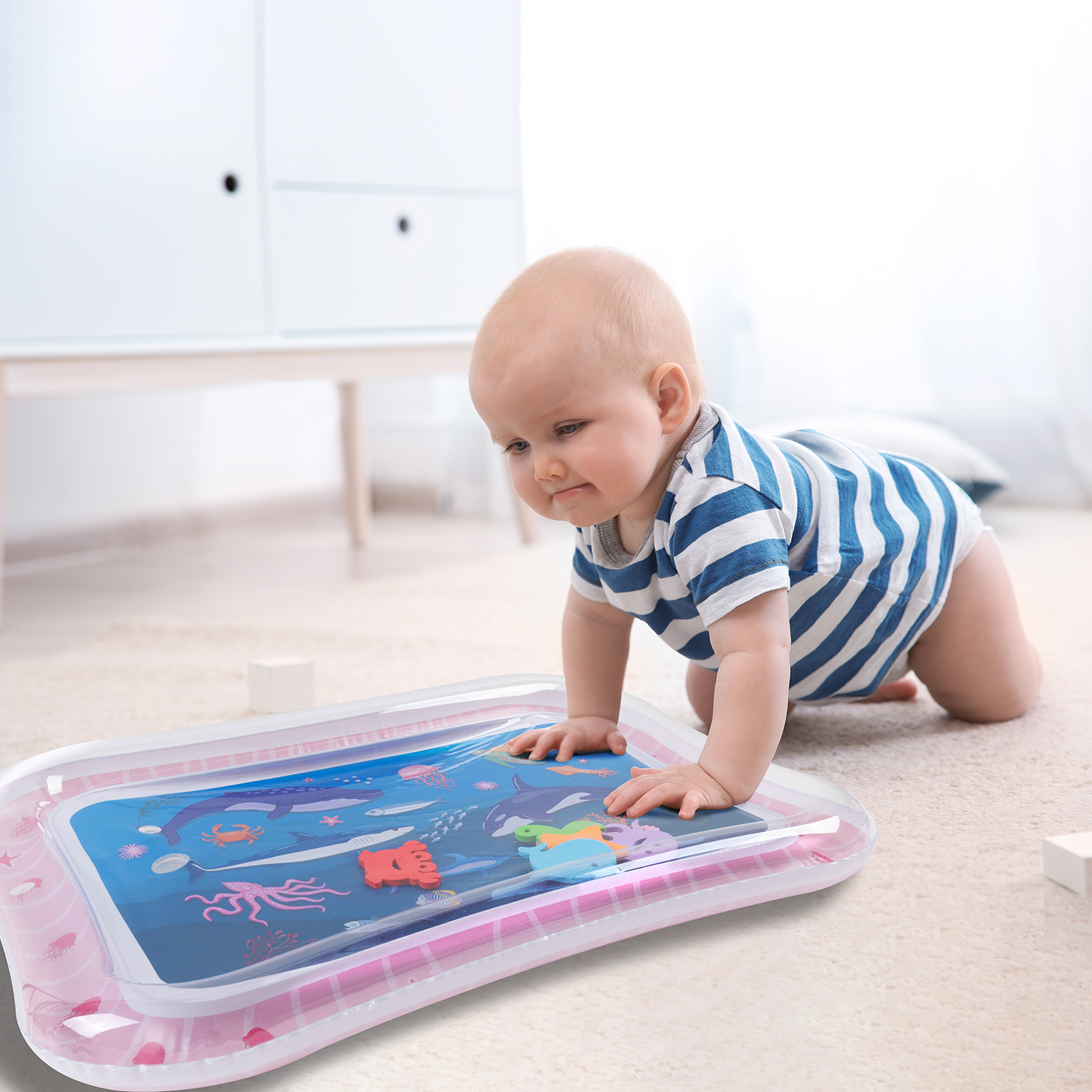 Infant Watermat Tummy Time Baby Water Mat/ Inflatable Baby Water Play Mat for Infants ...