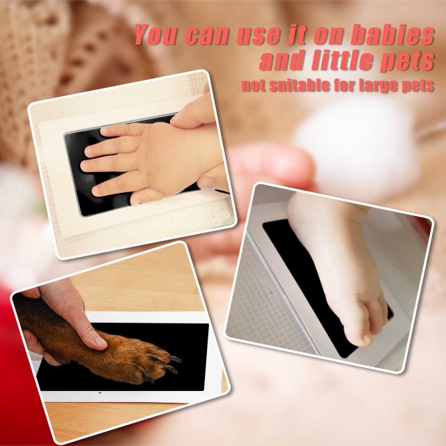 Large Inkless Touch Handprint and Footprint Ink Pad with 2 Imprint Cards, 100% Non-Toxic & Mess Free Safe for Babies