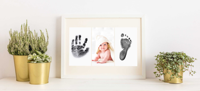 Baby Footprint Kit,Ink Pad for Baby Hand and Footprints - Dog Paw Print Kit,Clean Touch Baby Foot Printing Kit, Newborn Baby Handprint Kit with 4