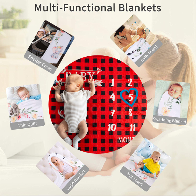 Baby Monthly Milestone Blanket Photography Background Blanket Multifunctional Blanket -BJT07