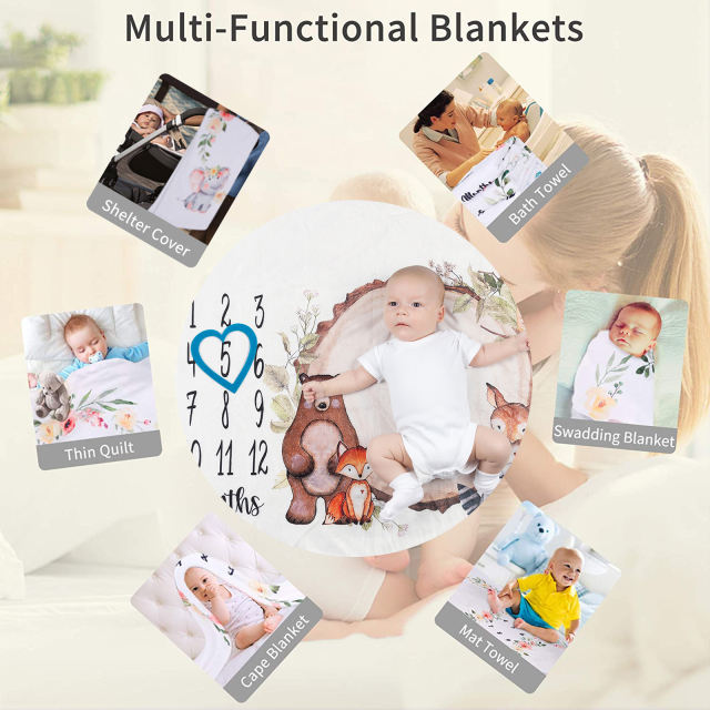 Baby Monthly Milestone Blanket Photography Background Blanket Multifunctional Blanket -BJT03