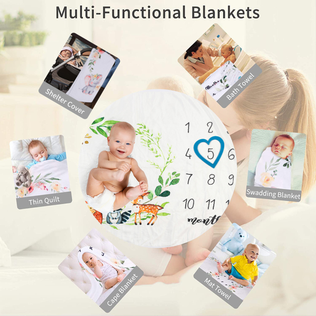 Baby Monthly Milestone Blanket Photography Background Blanket Multifunctional Blanket -BJT04