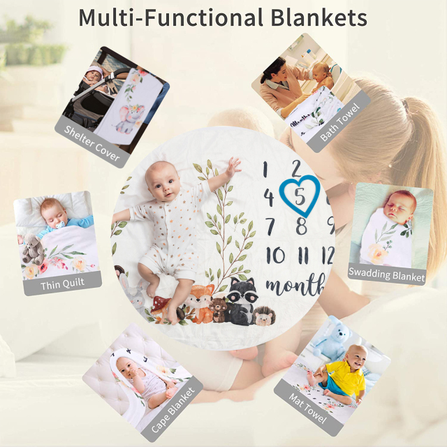 Baby Monthly Milestone Blanket Photography Background Blanket Multifunctional Blanket -BJT02