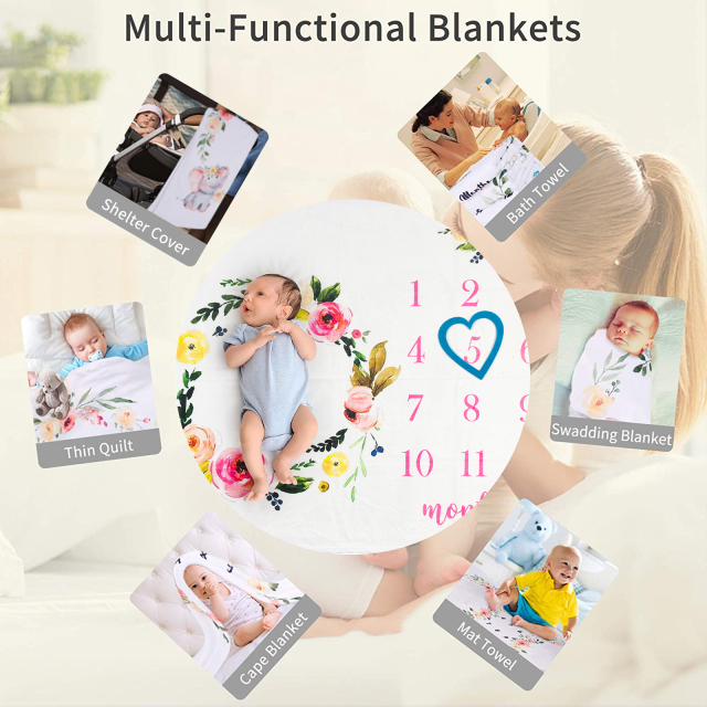 Baby Monthly Milestone Blanket Photography Background Blanket Multifunctional Blanket -BJT10