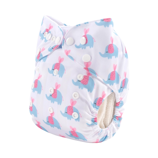 ALVABABY One Size Positioning Printed Cloth Diaper-Elephants(YDP143A)