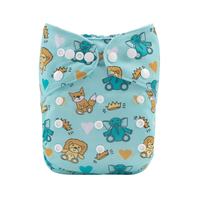 ALVABABY One Size Positioning Printed Cloth Diaper-Animals(YDP142A)